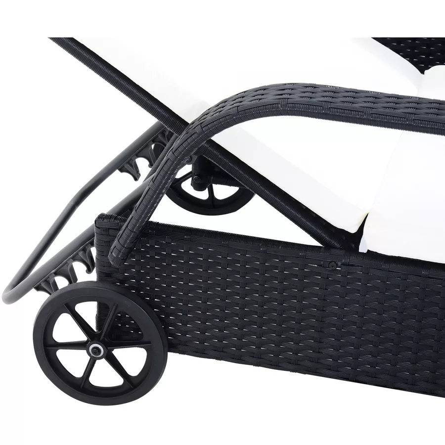 Outsunny Rattan Sonnenliegen mit Tisch schwarz