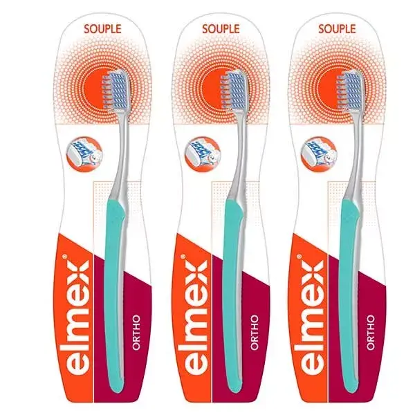 Escovas de dentes Elmex Ortho Anticáries, pacote com 3 unidades
