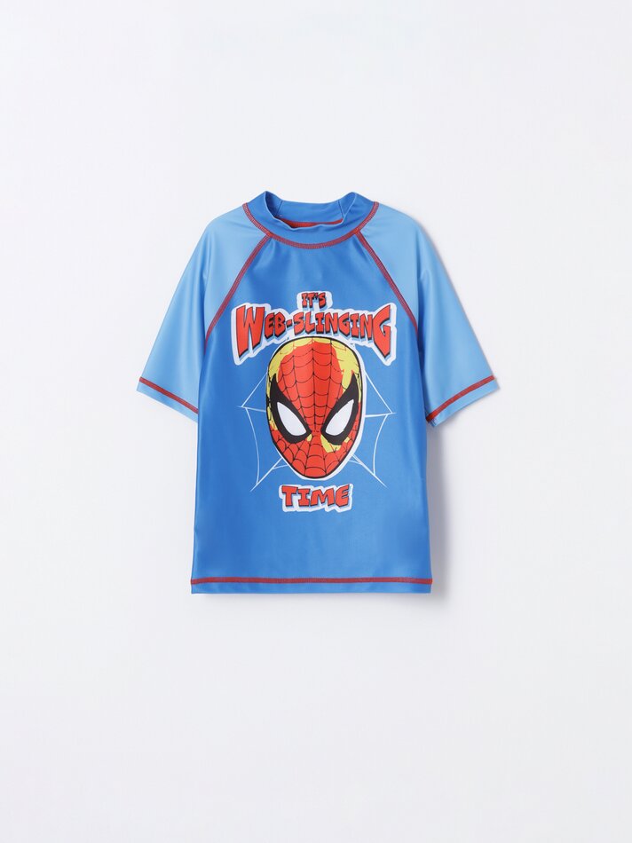 Camiseta de banho do Homem-Aranha - Marvel - Azul Índigo Lavado