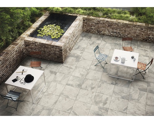 FLAIRSTONE porseleinen terrastegel, leisteen, koel, gerectificeerde rand, 60 x 60 x 2 cm