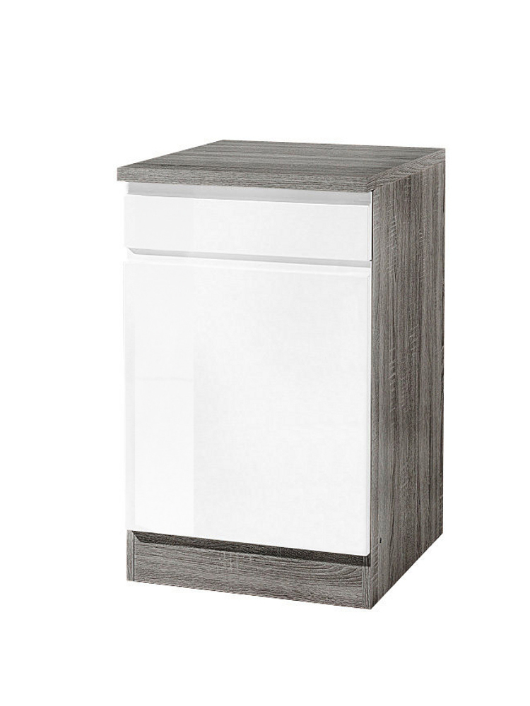 Anrichte WIEN - weiß Hochglanz-Eiche Vintage - 50 cm breit