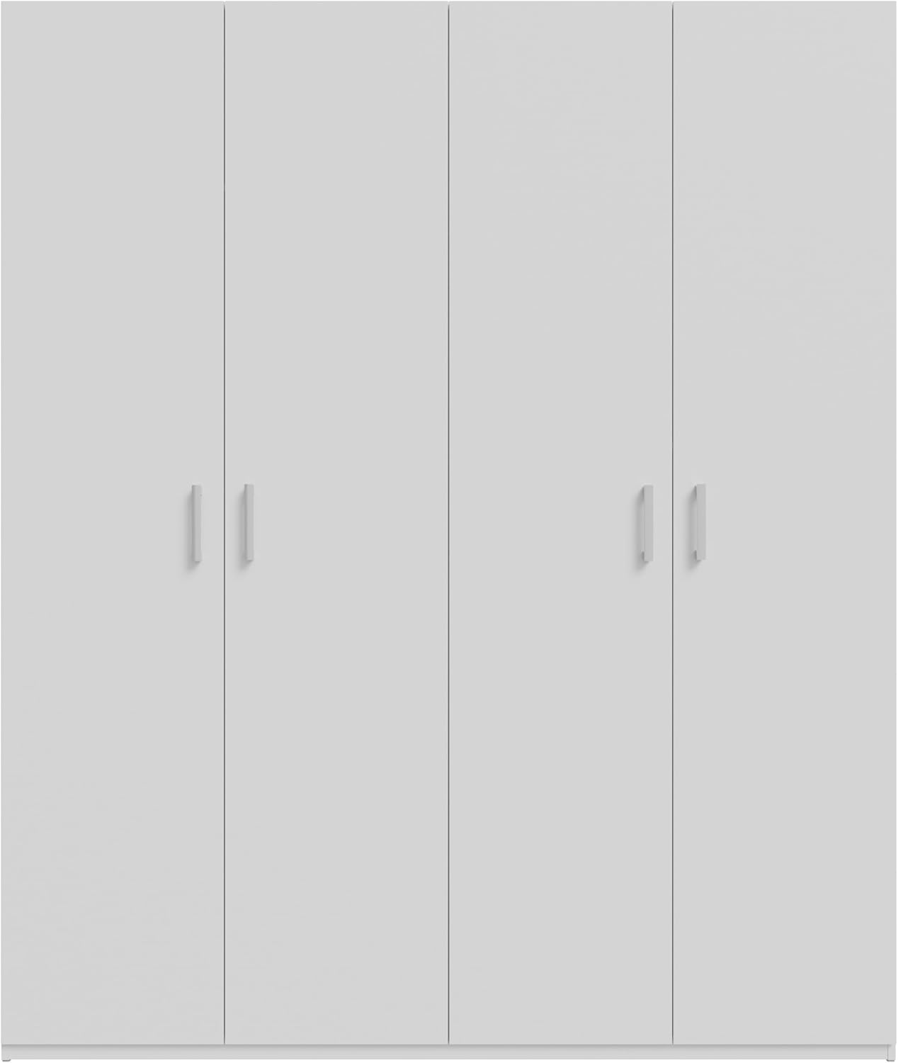 Forte Home Nook Mehrzweckschrank 180 40, moderner Drehtürenschrank mit 4 Türen,Flur, Holzwerkstoff, Weiß, 177,5 cm breit x 210,5 cm hoch x 42 cm tief