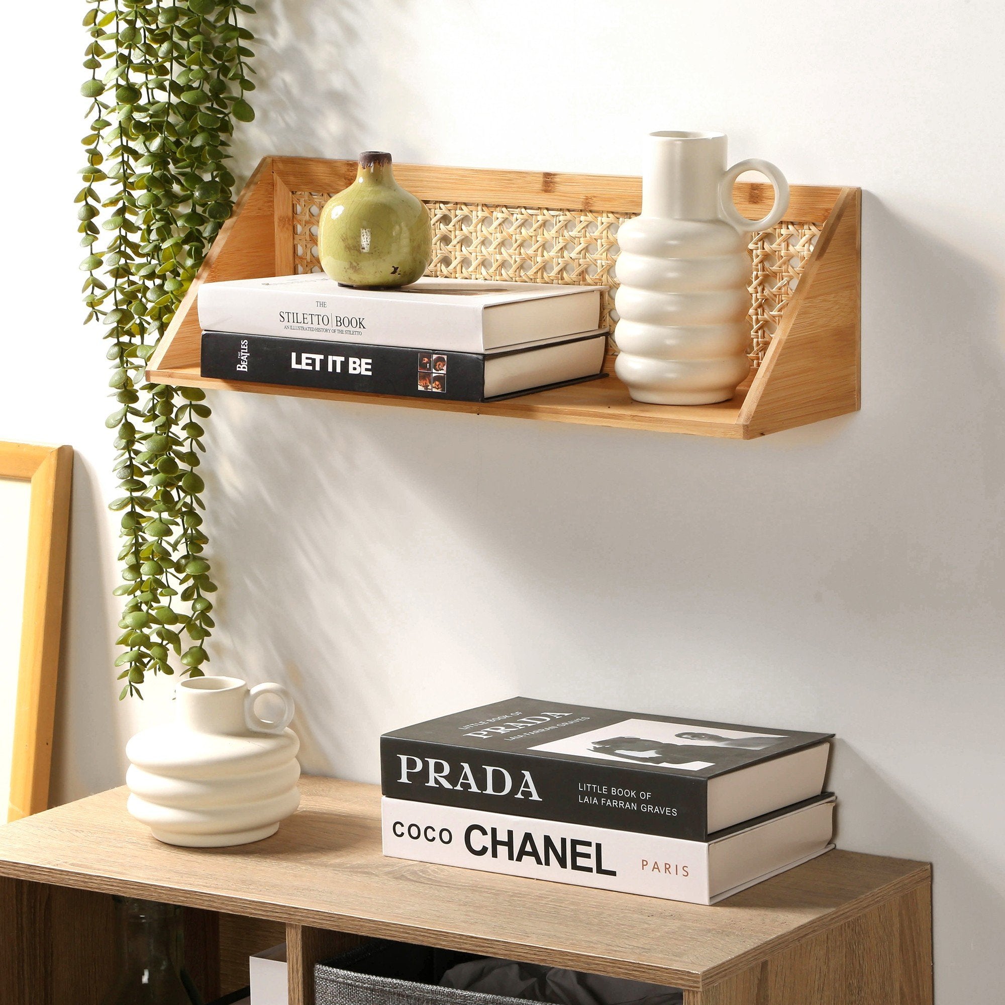 Calicosy - Wandplank bamboe rotan - L40 cm