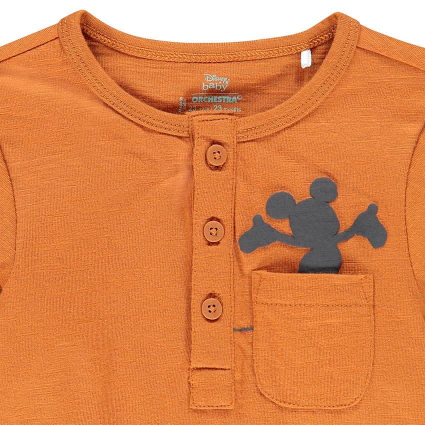 T-shirt manches longues print Mickey Disney pour bébé garçon - Marron