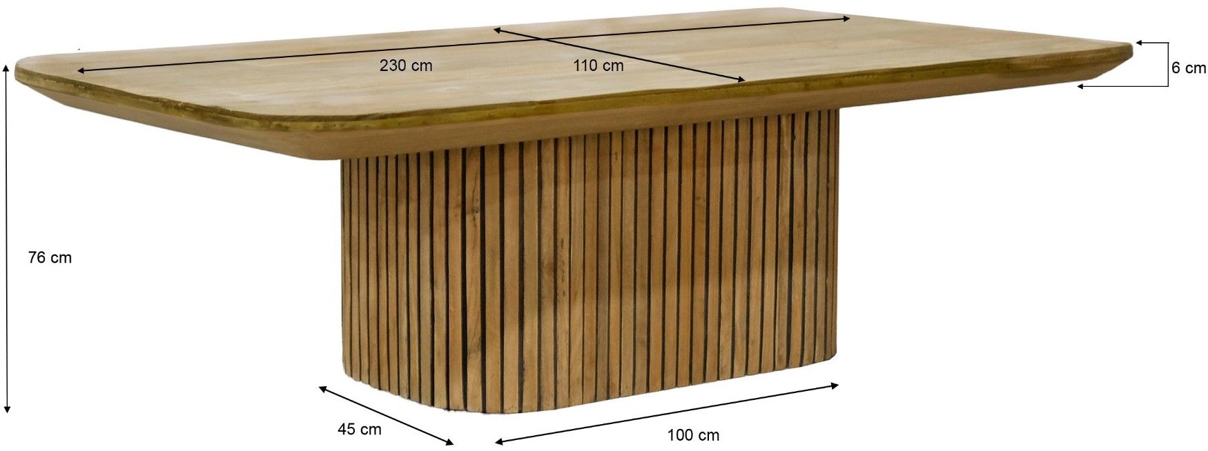 Eettafel Lausanne B110 x D230 x H76 cm
