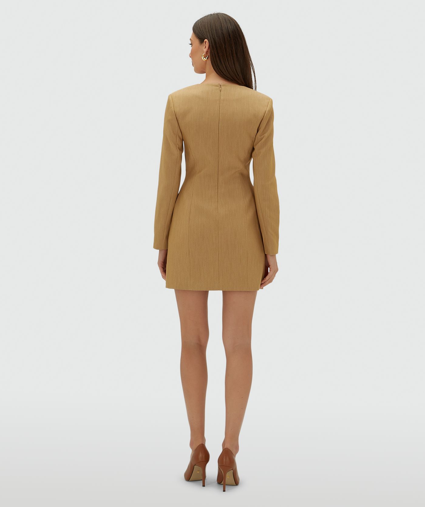 JV-LUCIENNE fitted jurk  - light camel melange