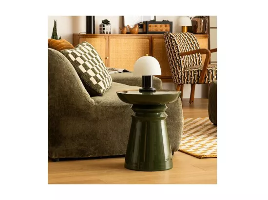 Table à café Table d'appoint Totem en métal Vert D 38 cm