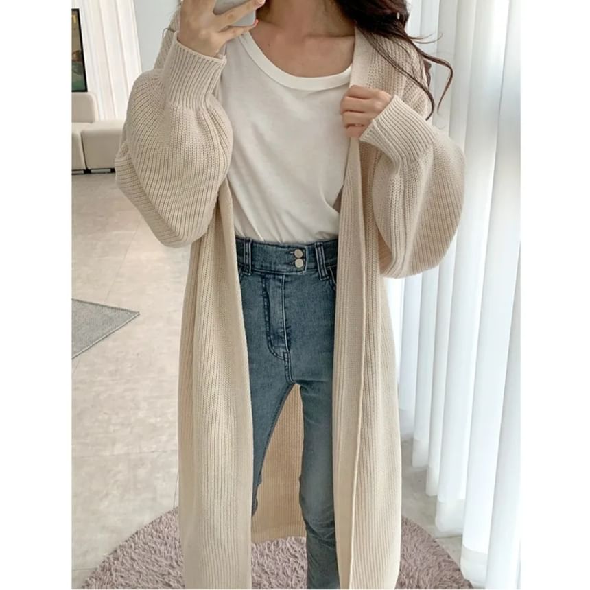 PINPI - Open Voorkant Effen Lange Cardigan