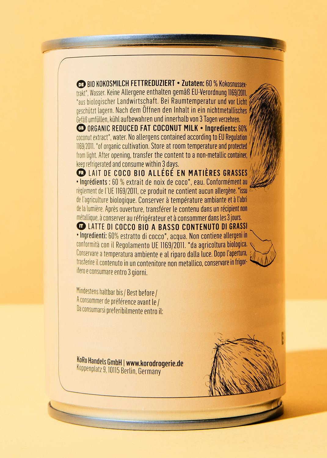 Fettreduzierte Bio Kokosmilch 400 ml
