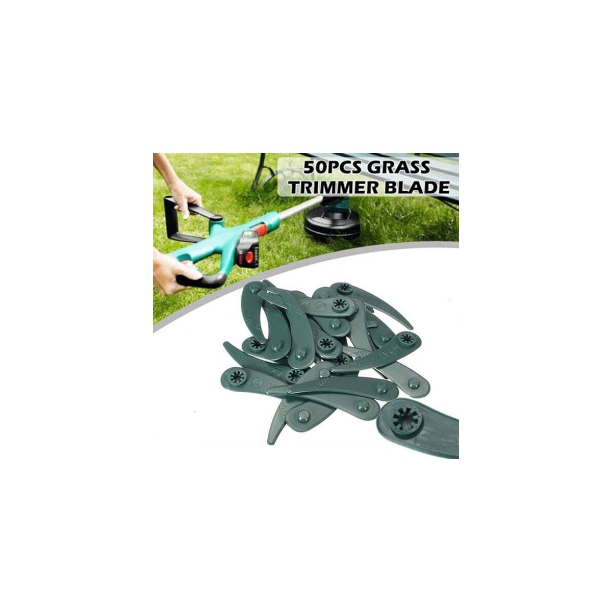 Gressklipperblad i plast 83x21mm 50-pak