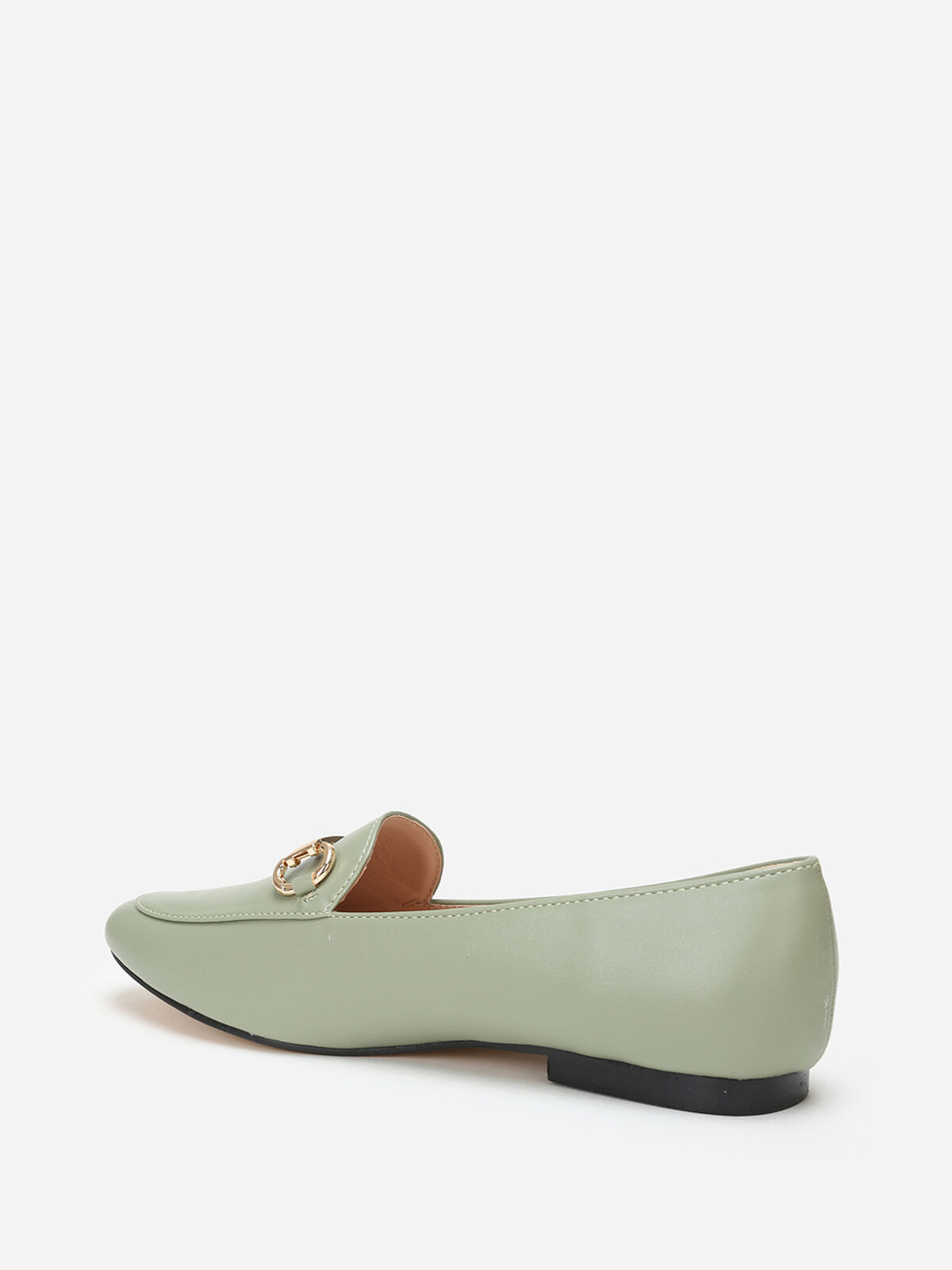 Mocassins plats à bride métallique- Vert