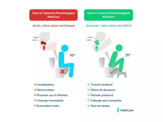 Tabouret physiologique de toilette WELLCARE en plastique blanc