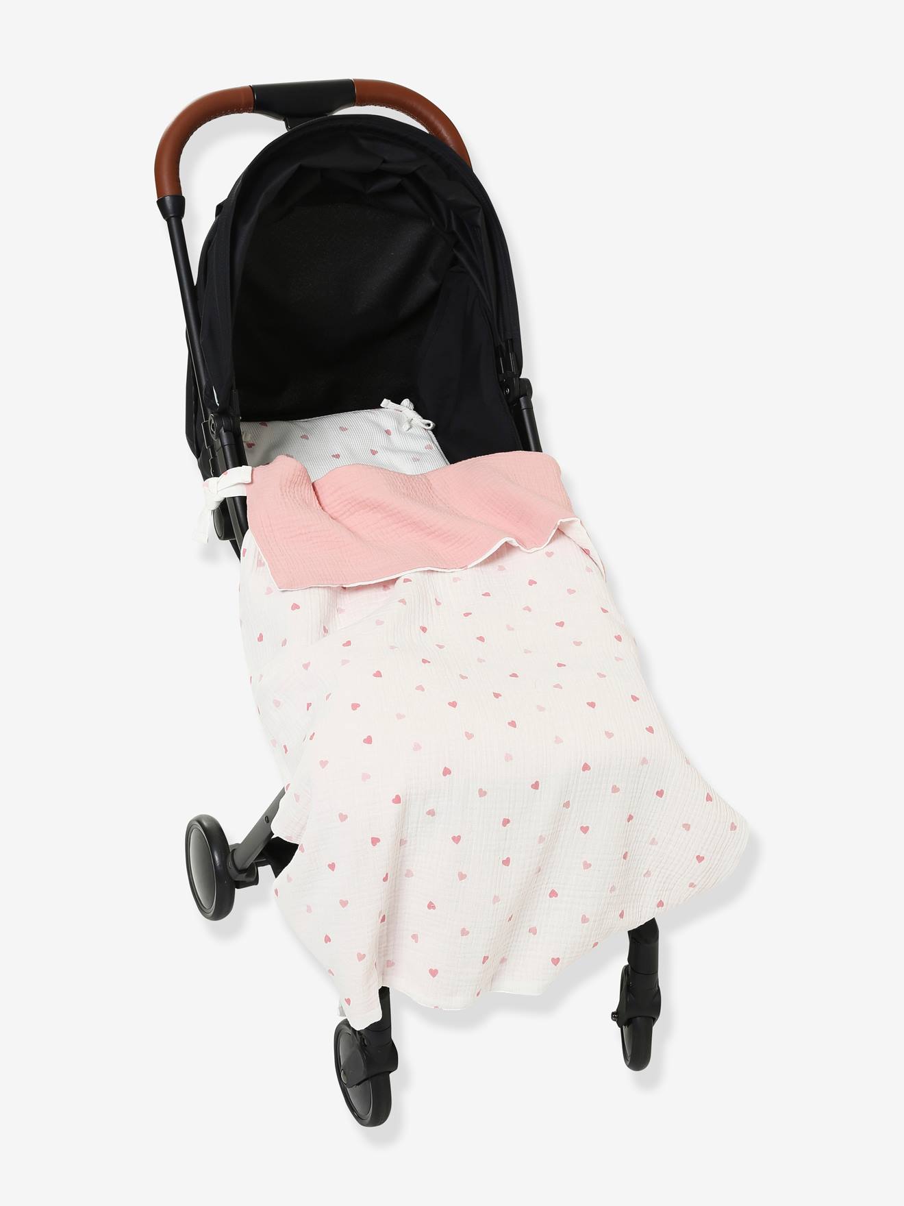 Manta xadrez reversível para carrinho de bebê Hanoi, marrom liso médio