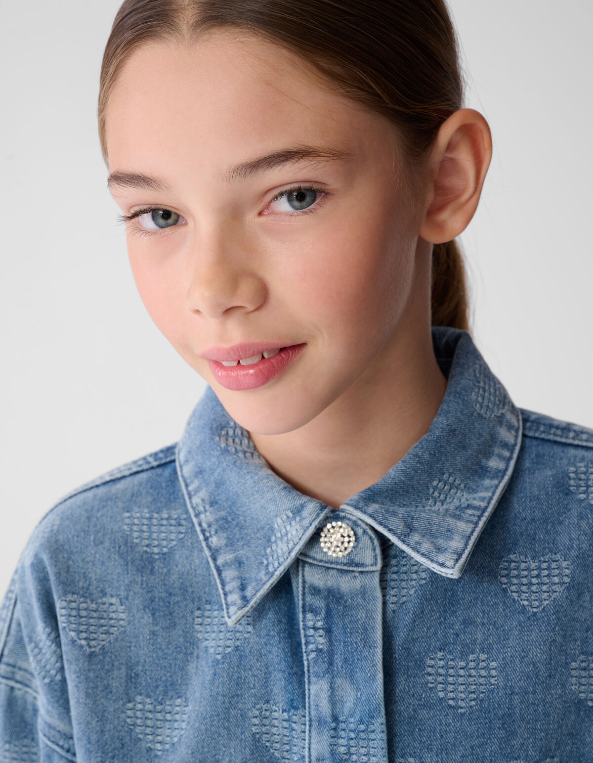 Heart Denim Blouse Blauw