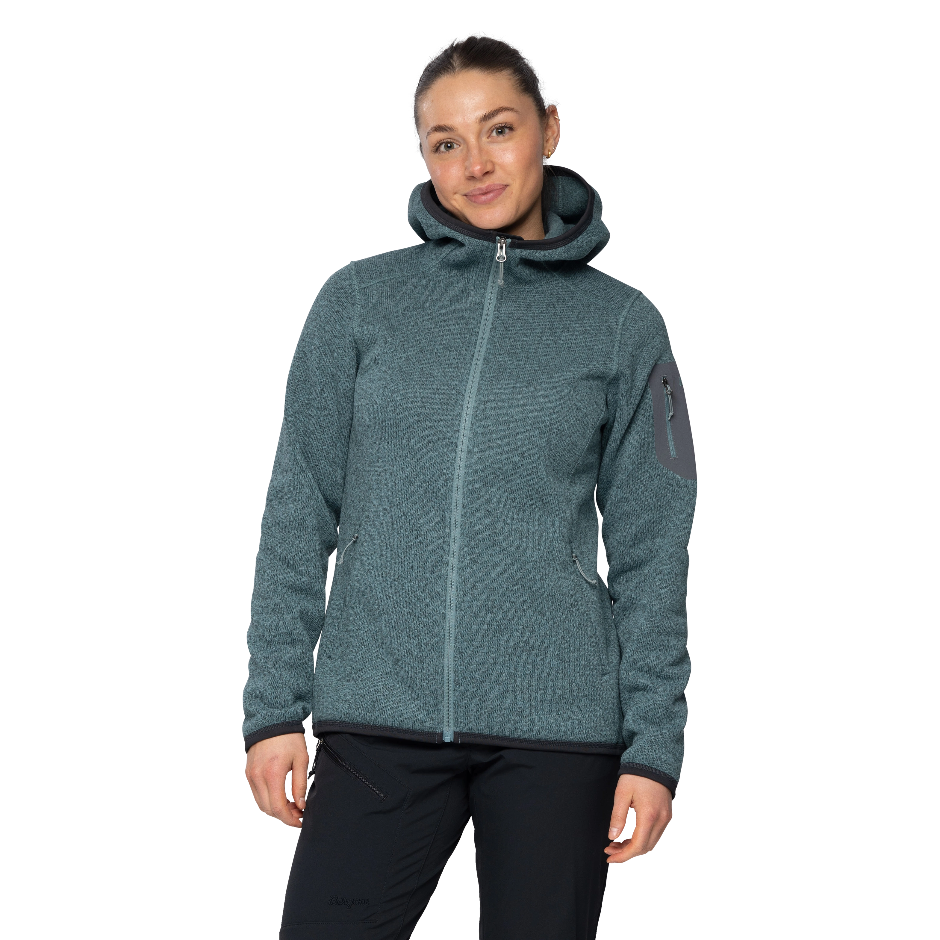 Kamphaug Knitted W Hoodie Grey Sage