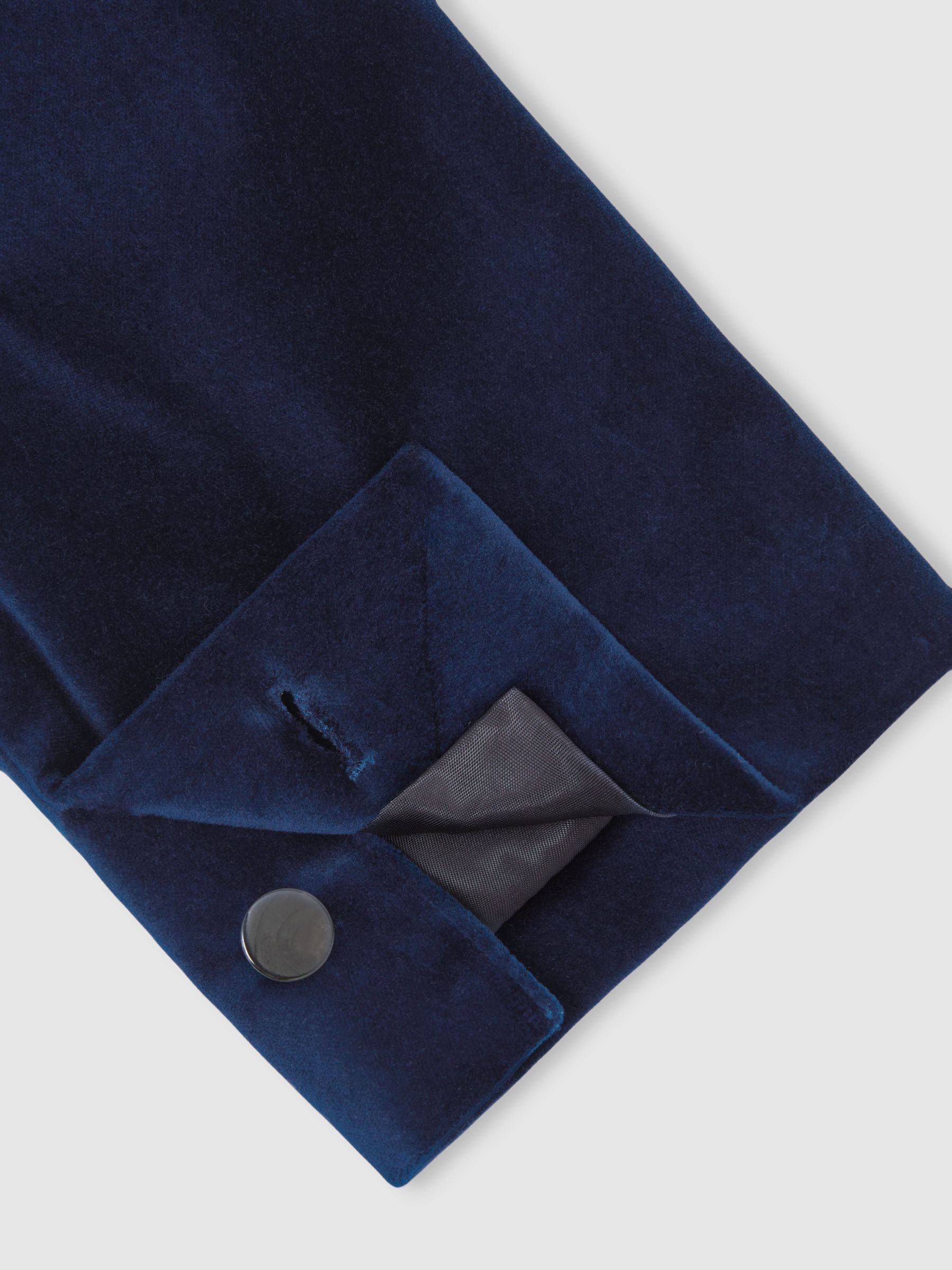 Marineblauw - Reiss Apsara Tailored Single-Breasted Velvet Blazer Slim-Fit