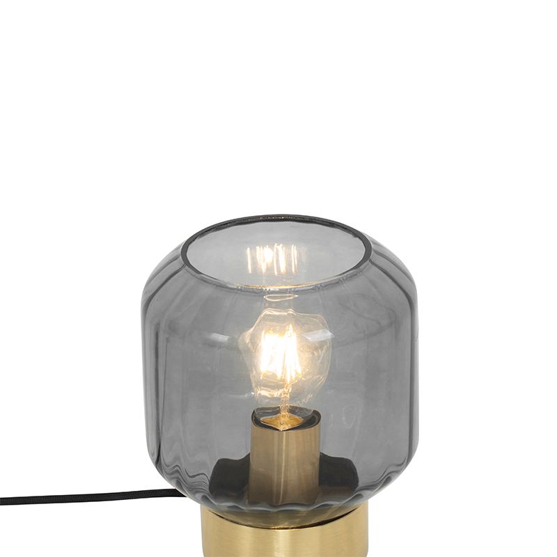Moderne tafellamp messing met smoke glas - Stiklo