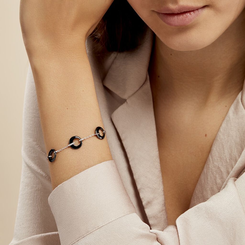 Bracelet Suzanne Argent Blanc Céramique Et Oxyde De Zirconium
