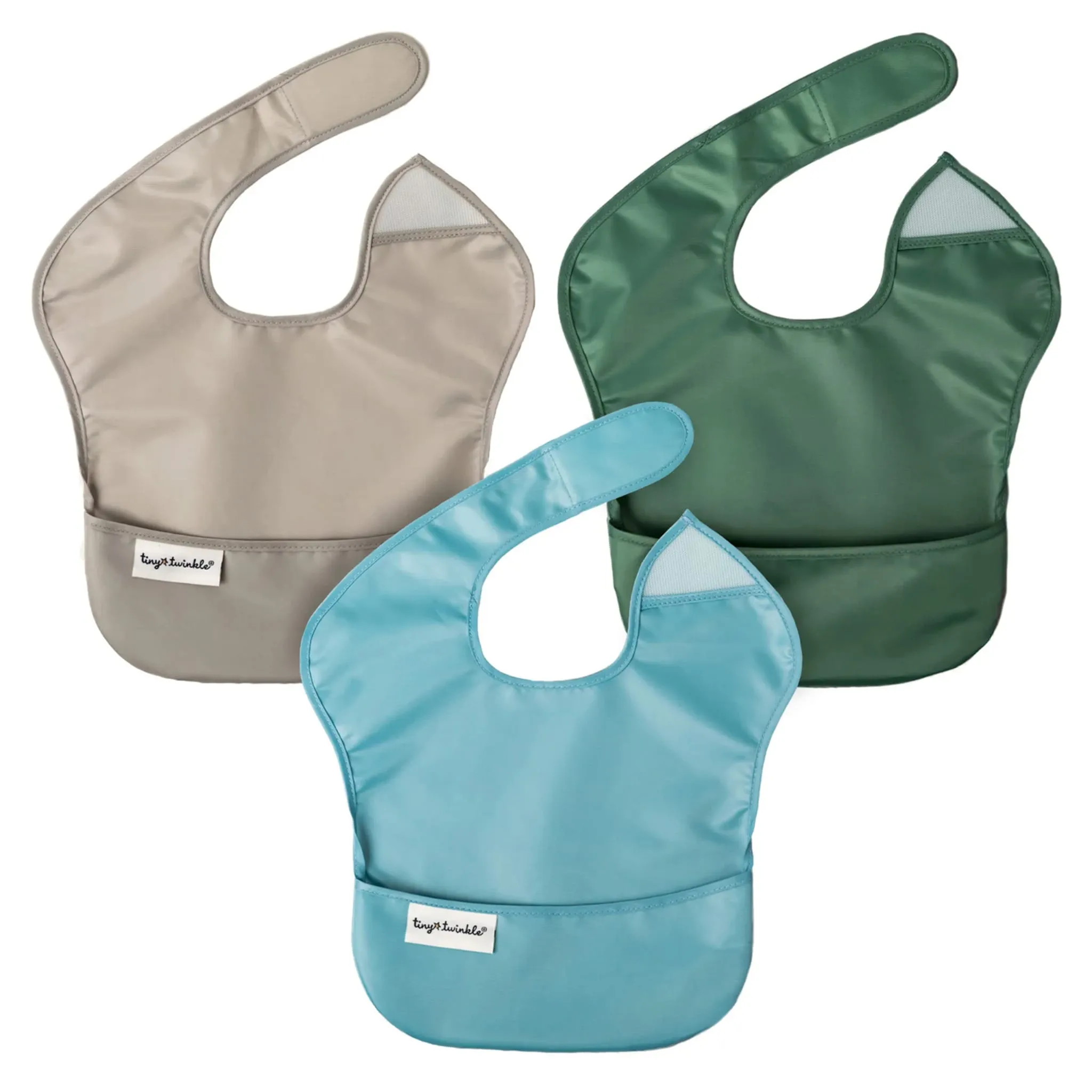 Tiny Twinkle Bavoir (3) Imperméable - Charcoal  Gris  Olive