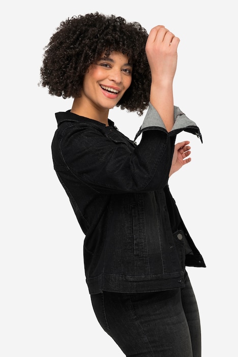 Jeansjacke Frieda, Wascheffekte, Hemdkragen, Langarm