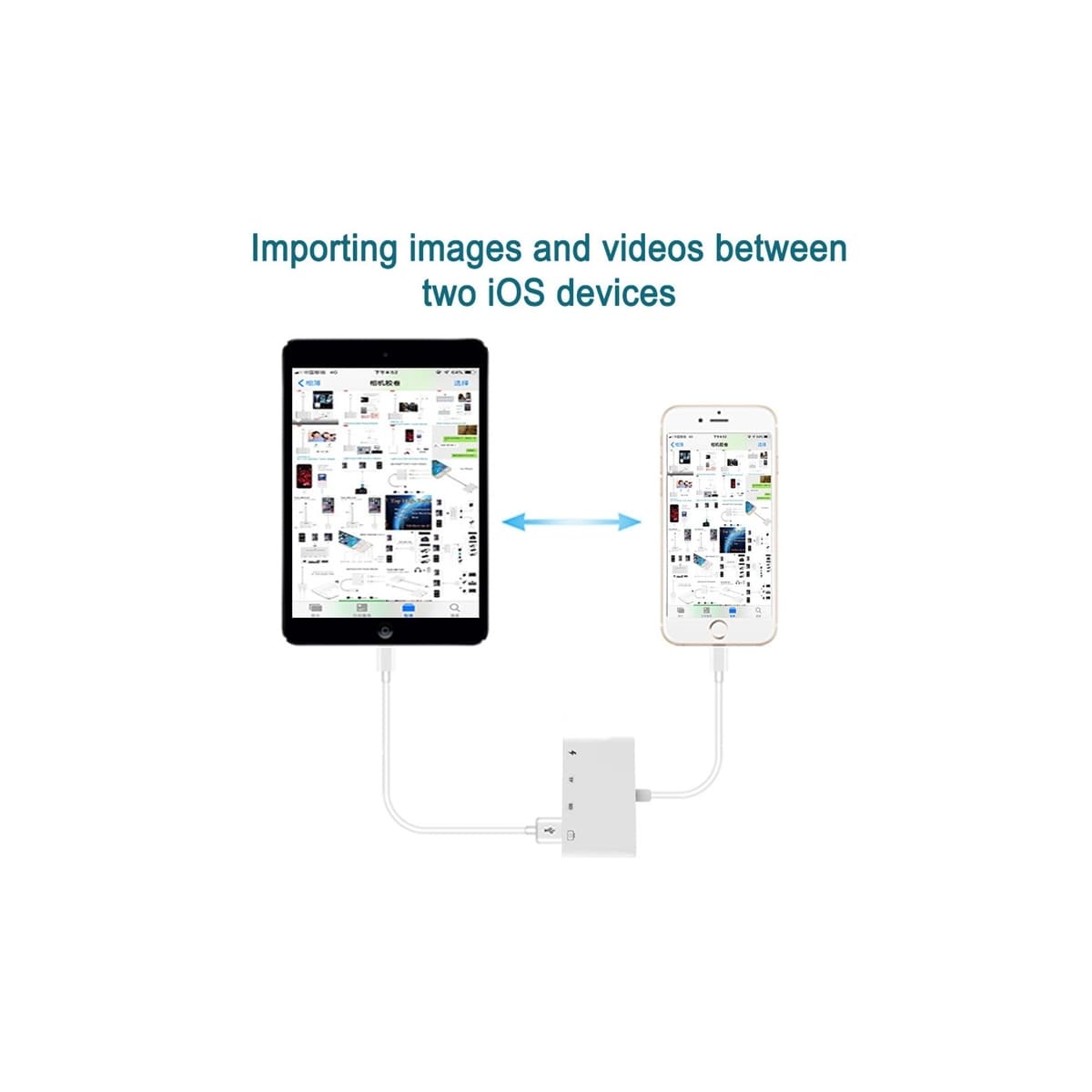 NÖRDIC Lightning-kortleser 2 spor SD, MicroSD 1xUSB-A, 1xUSB-C Lading UHS-I