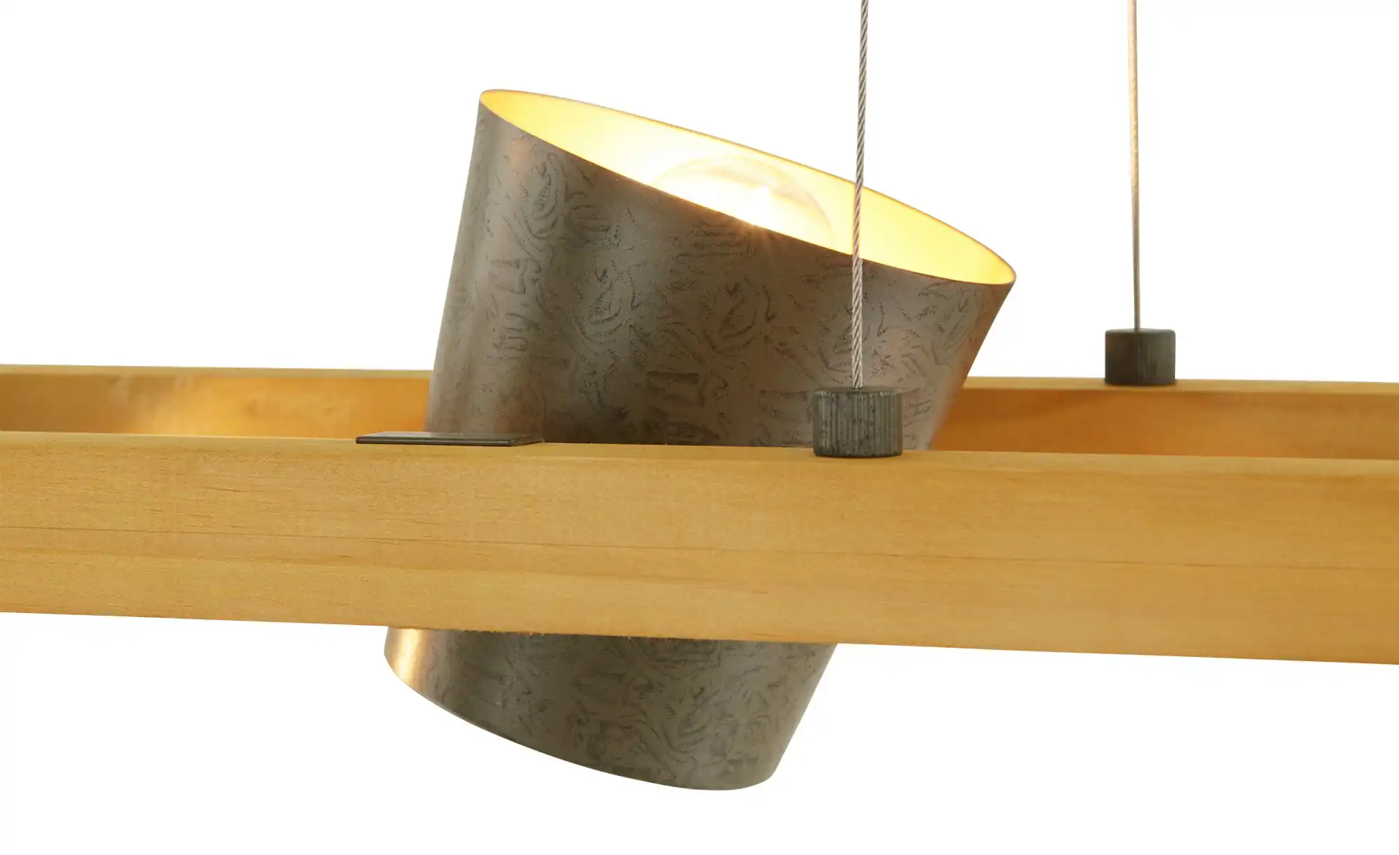 Trio Pendelleuchte, 4-flammig, Nickel antik mit Pinienholz