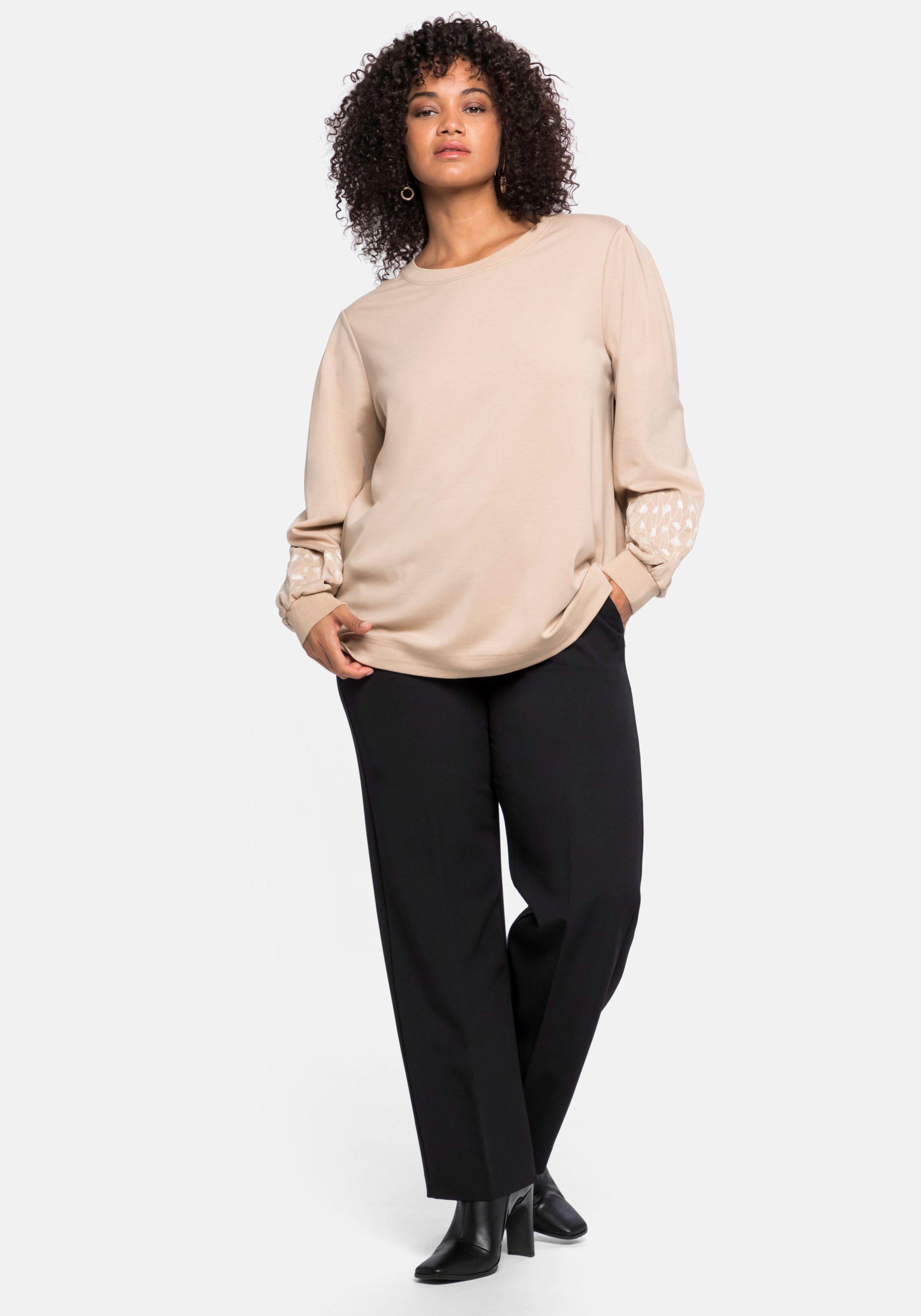 Langarmshirt mit Stickerei am Ärmel