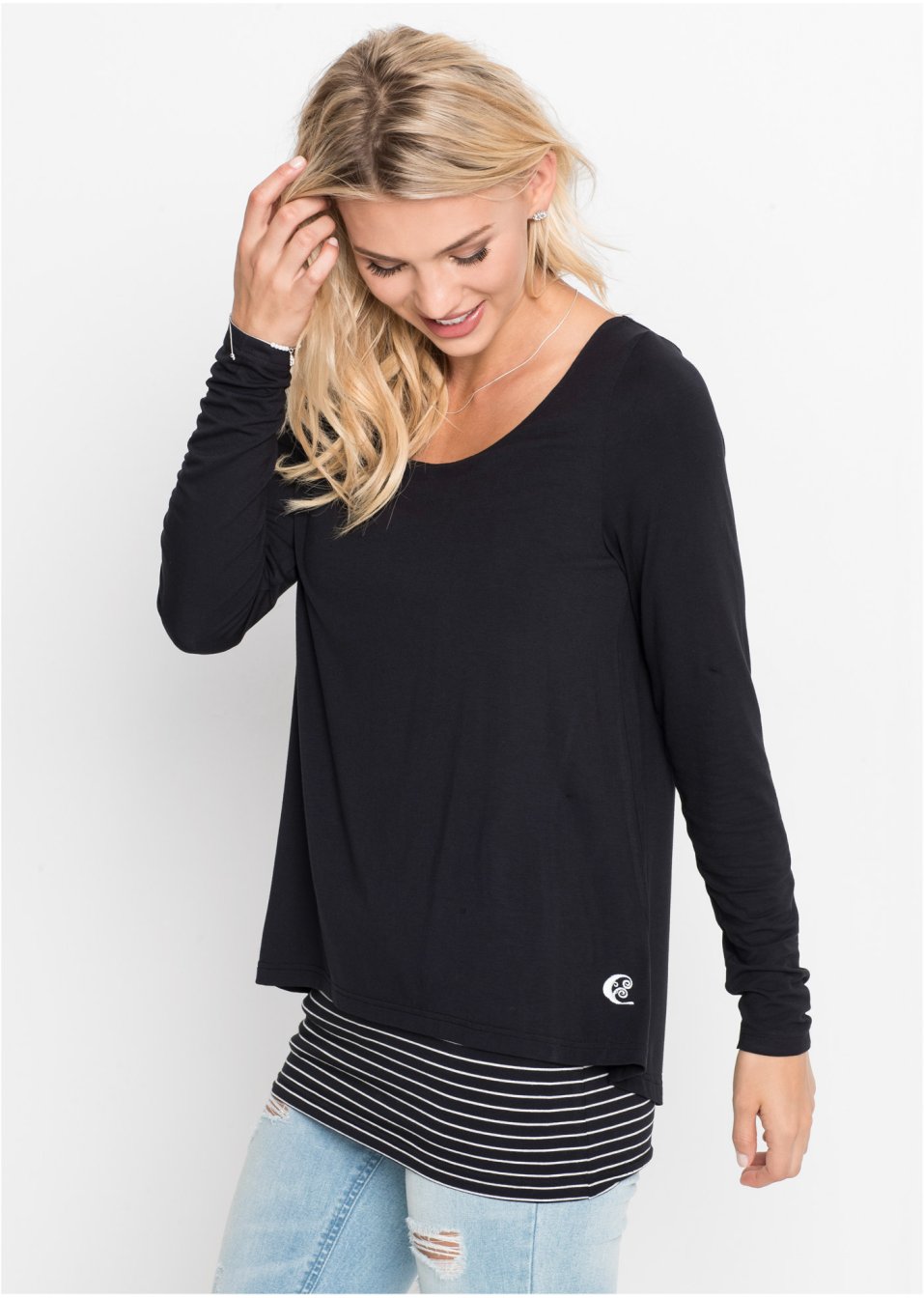 T-shirt long manches longues en double épaisseur