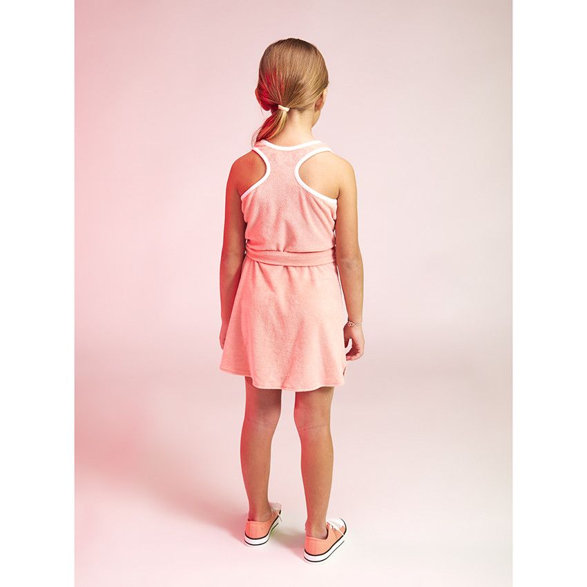 Robe en éponge avec broderie pour fille - Corail