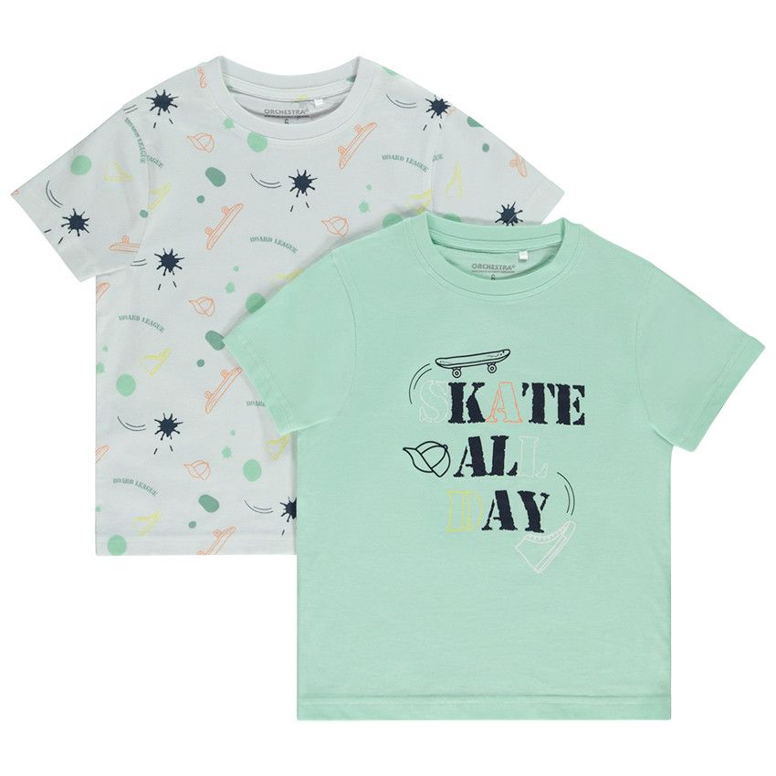 Lot de 2 t-shirts manches courtes fantaisie pour garçon - Blanc