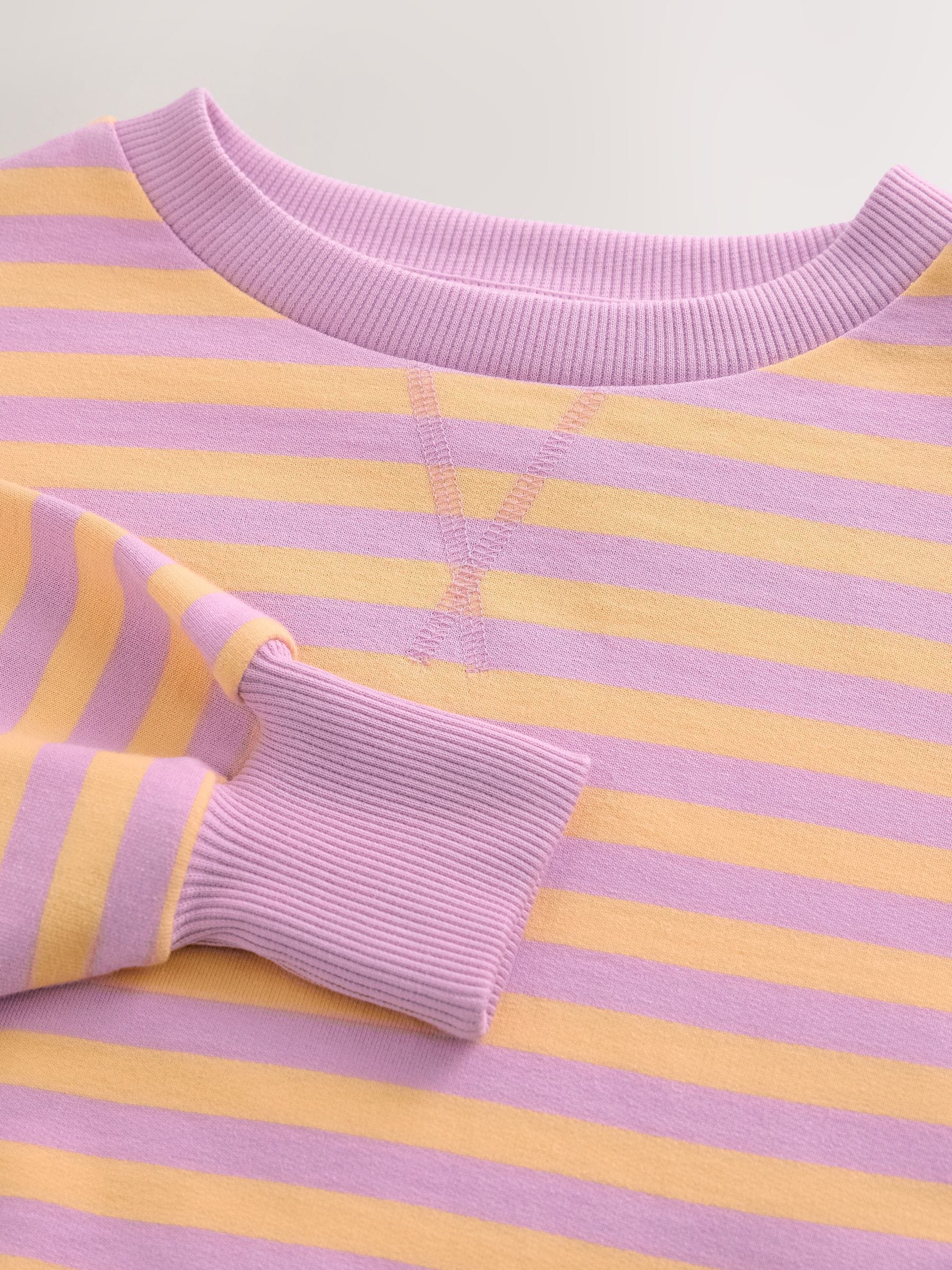 Roze/oranje - Gestreept 100% katoenen sweatshirt (3 - 16 jr)