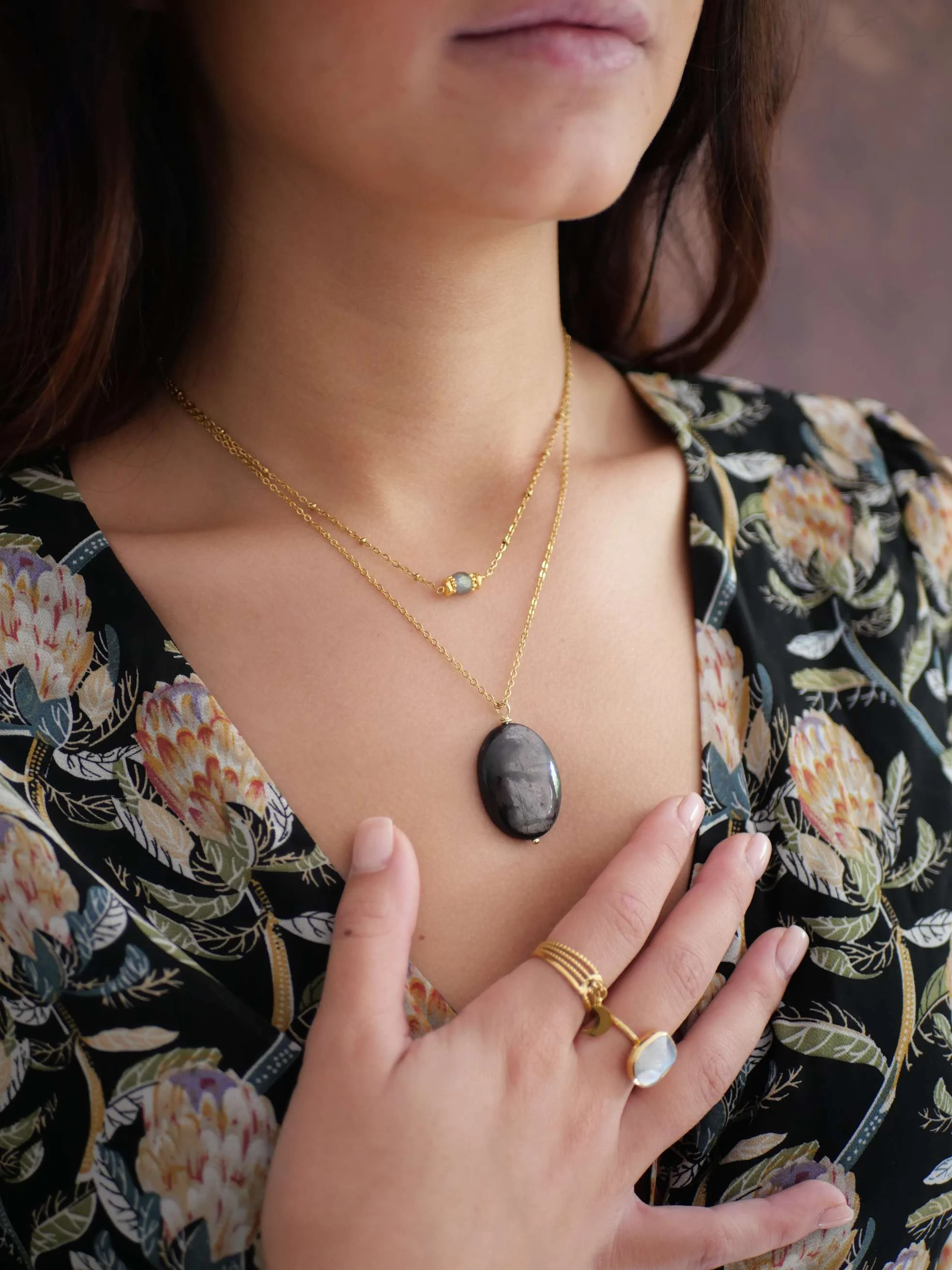 URJA - Collier hypersthène | Noir