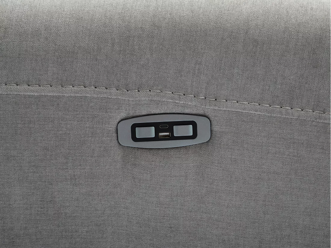 Canapé 3 places relax électrique en tissu gris DJARALO