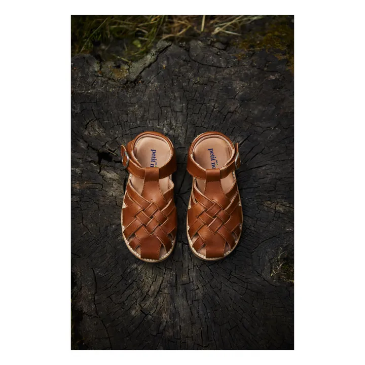 Petit Nord Sandales Scratchs Diamond | Cognac