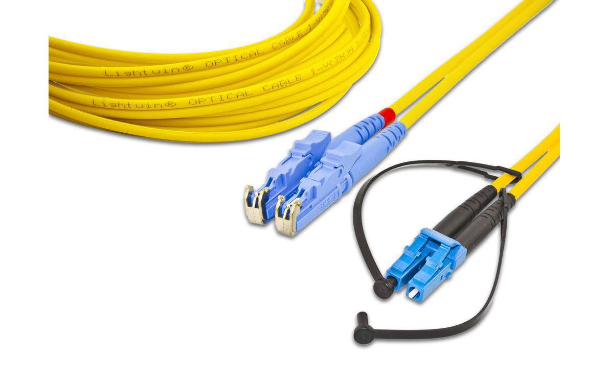LWL-Patchkabel Singlemode E2000 – LC, OS2, Duplex, 1 mSinglemode E2000-LC Duplex OS2 1 m