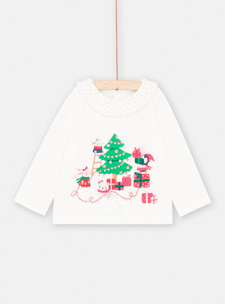 Brassière manches longues thème noel pour bébé fille