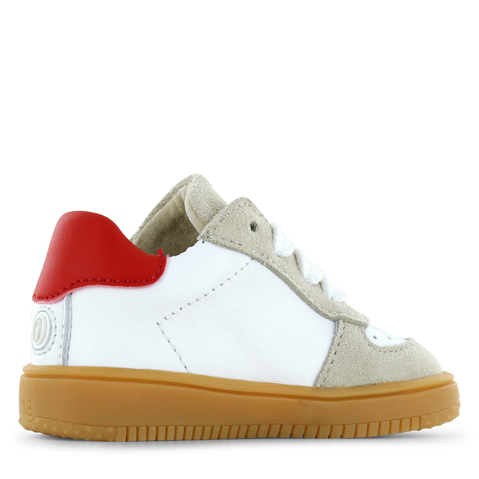 Shoesme wit-rood sneakertje Leer, Suède | Uni schoenen