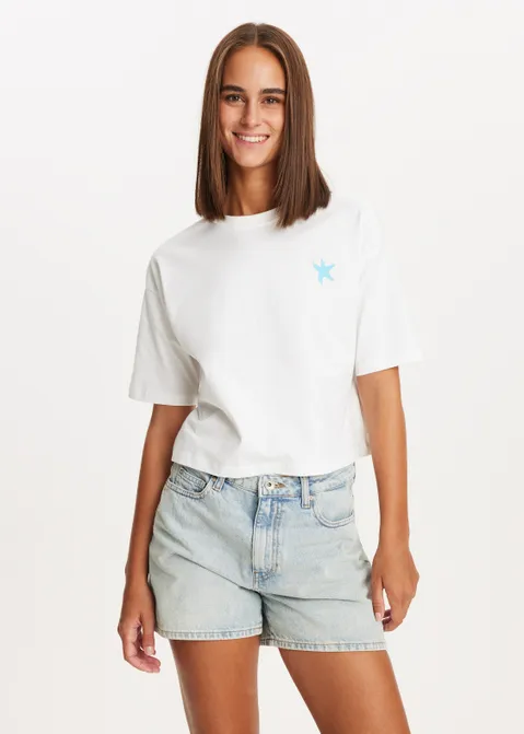 T-shirt met print Saint Tropez wit (WIT)