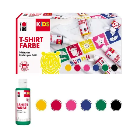 Marabu Kids T-Shirt Farbe, Stoffmalfarbe für Kinder, 6 x 80 ml