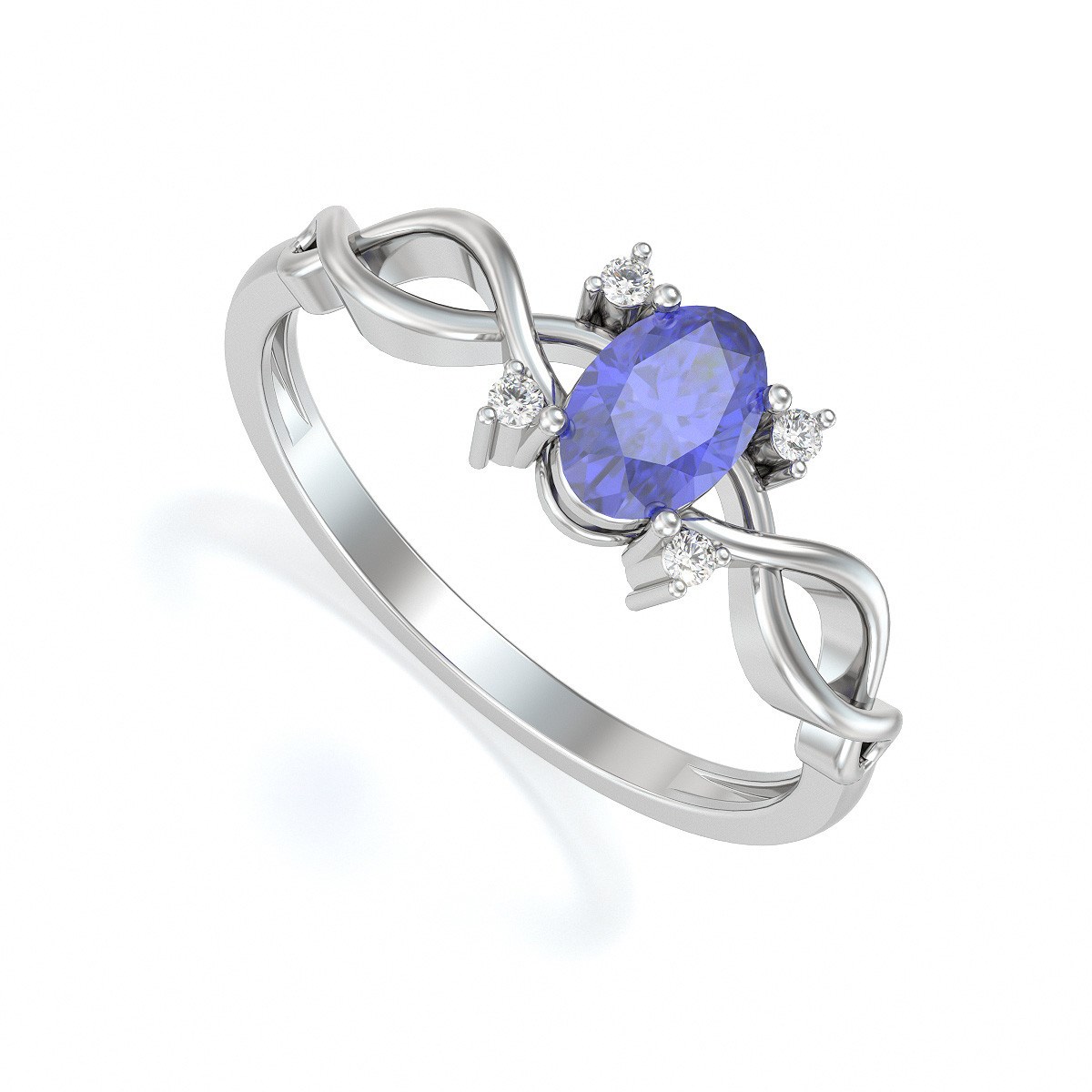 Bague ADEN Tanzanite et diamants sur Argent 925 1.85grs