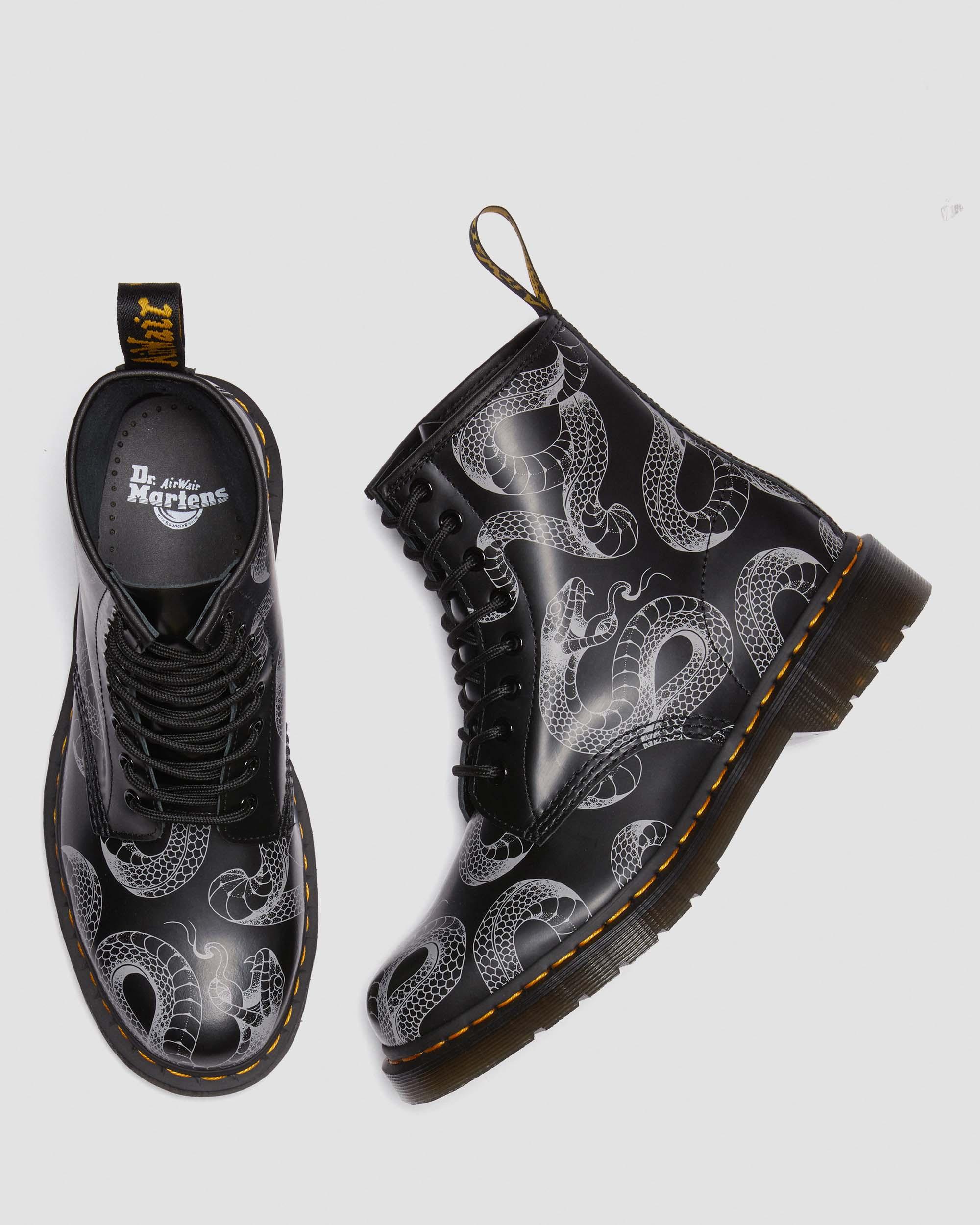 1460 Serpent Print Leather Lace Up Boots