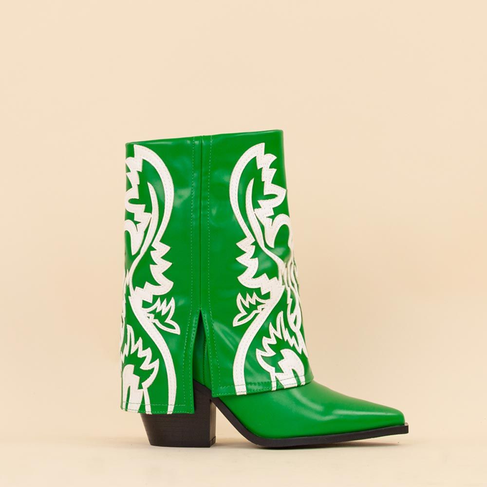 *VEGAN* halfhoge cowboyboots met kap Esperanza groen