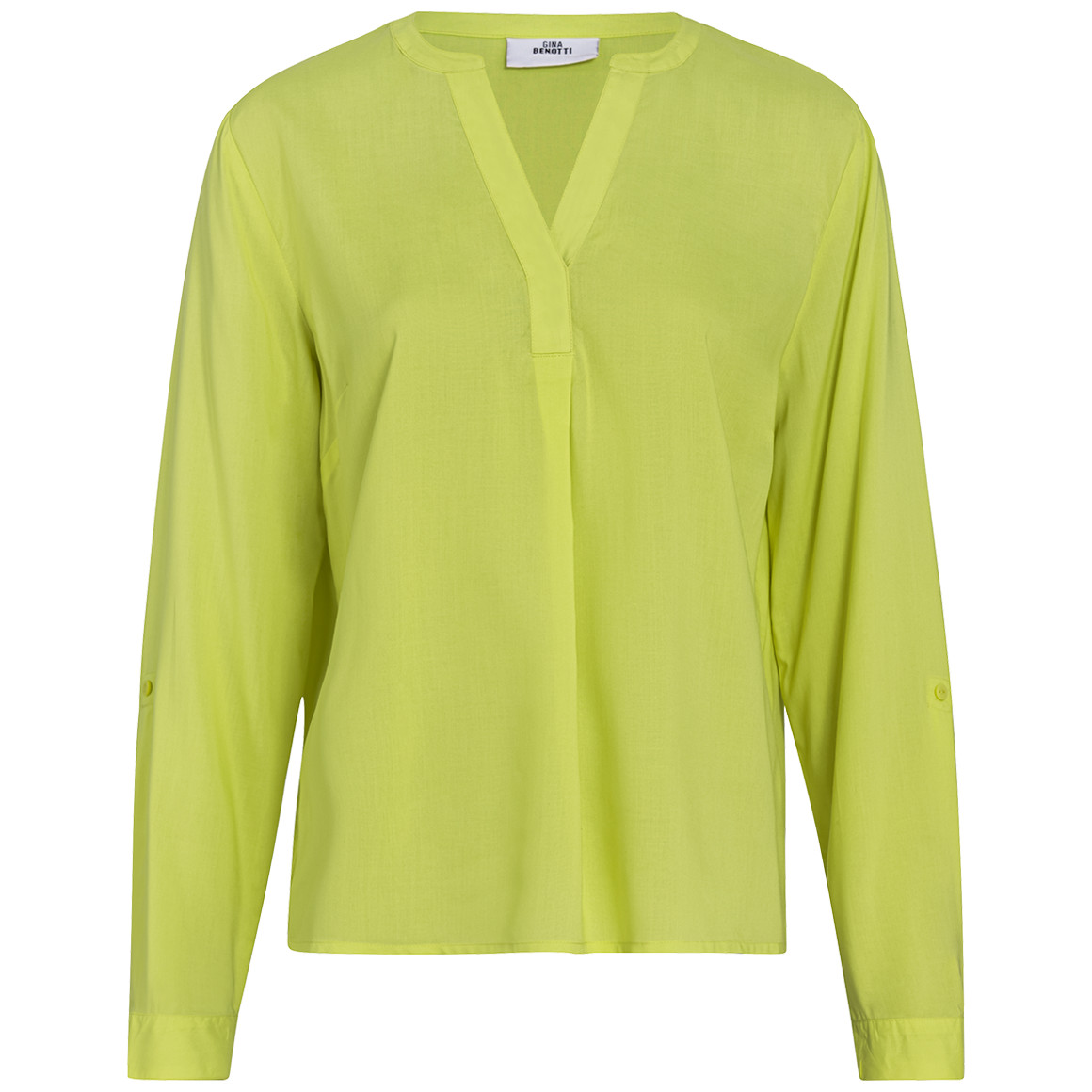 Gina Benotti Damen Bluse mit Turn-up-Ärmeln limette