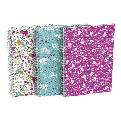Oxford Floral - Carnet de notes à spirale - B5 - 120 pages - petits carreaux