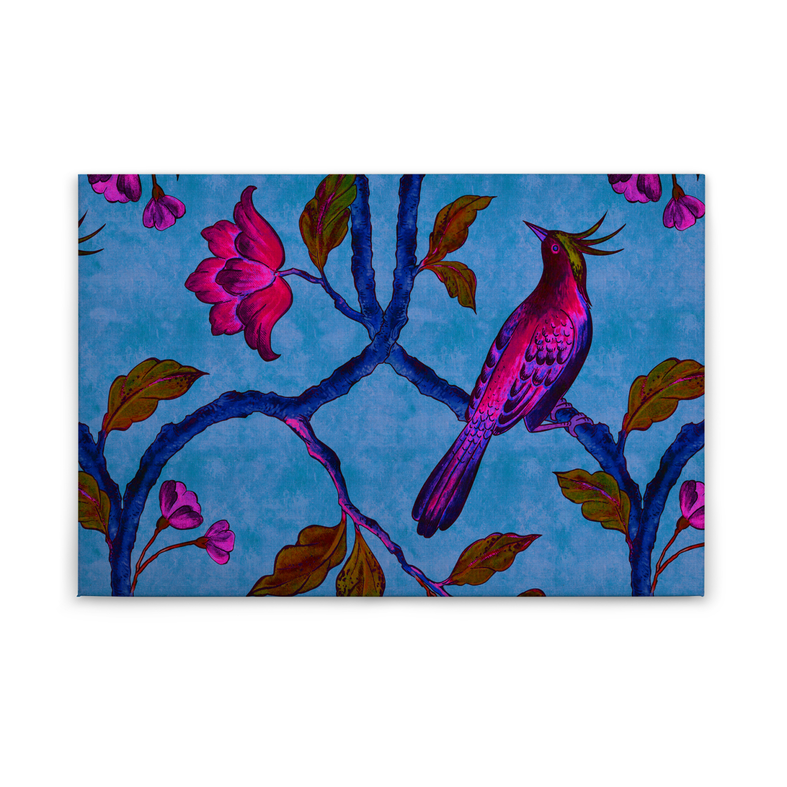 Leinwandbild PARADIESVÖGEL - blau - 90x60 cm