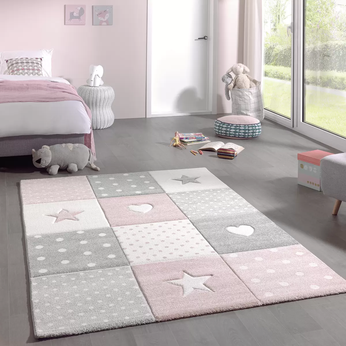 Kinderteppich Diamond Kids Pastel SV rosa,grau,weiss