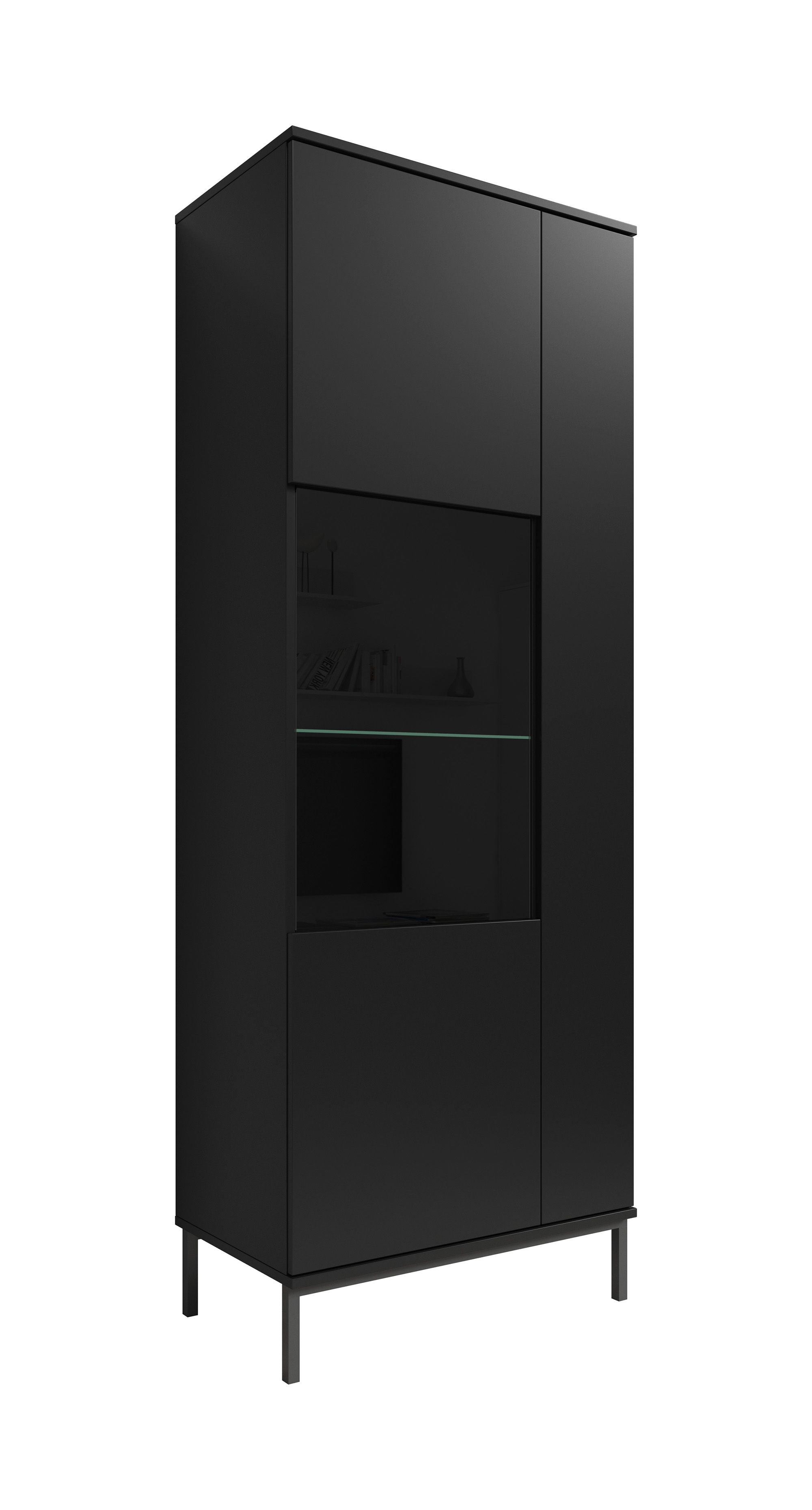 Queen - Vitrinekast - Zwart - 70x41x190 cm