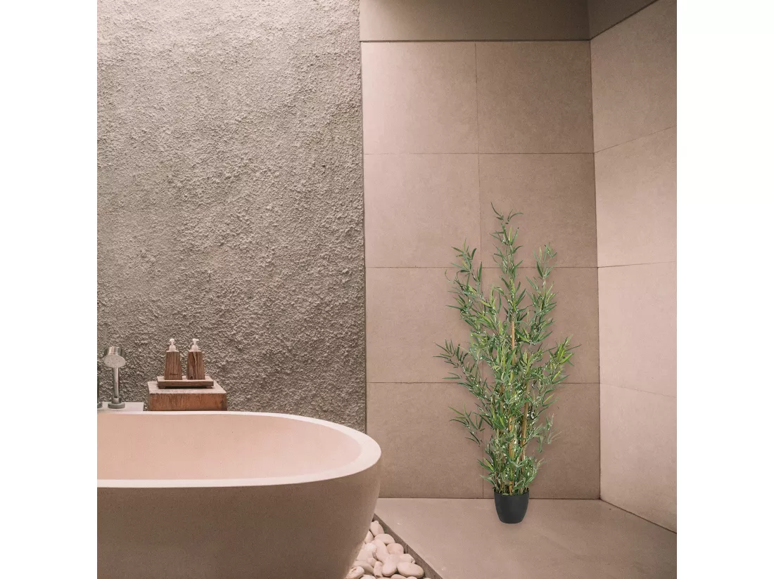 Bambou artificiel en pot l65 x d56 x h120, vert