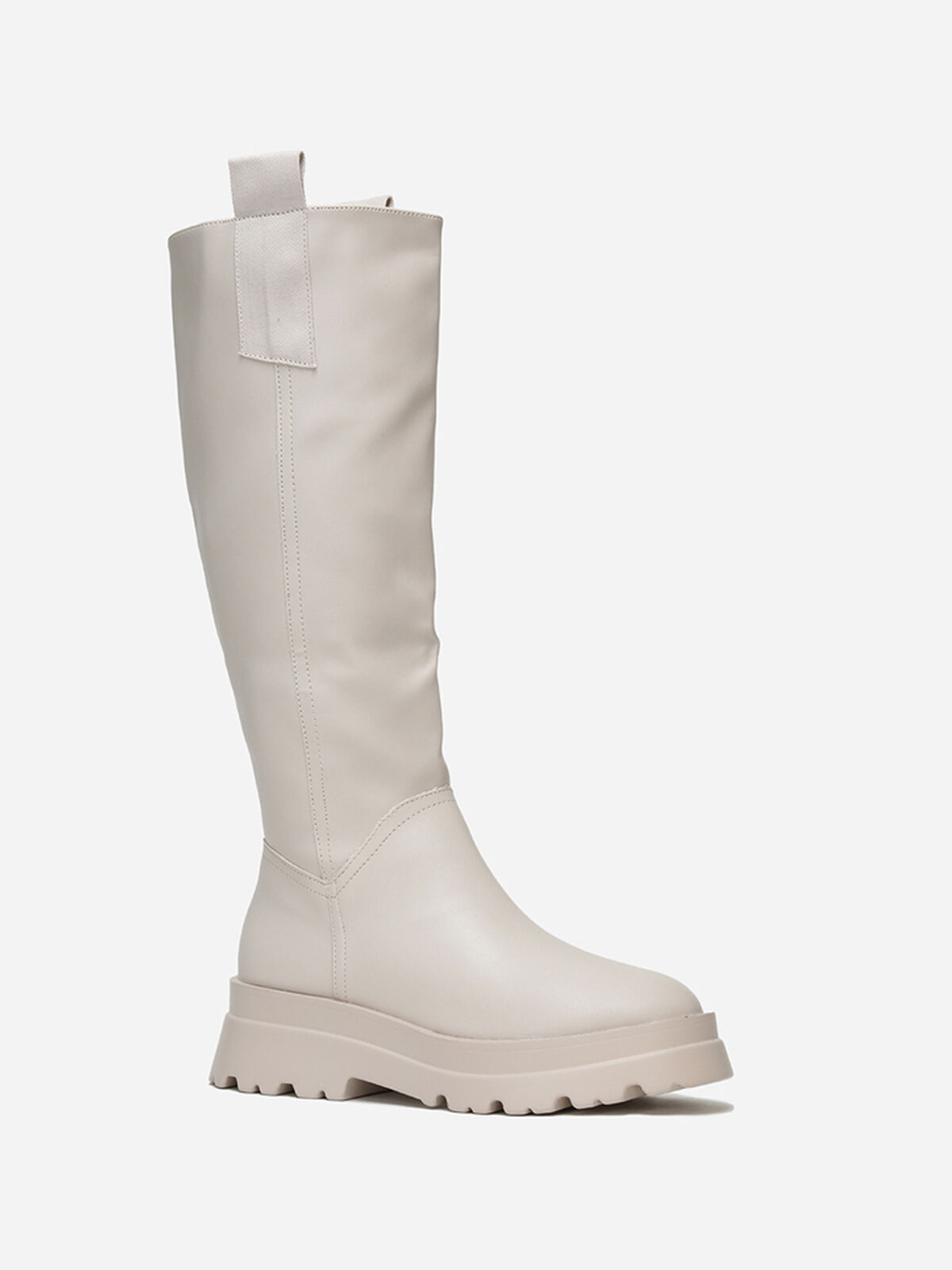 Bottes crantées avec larges languettes- Beige