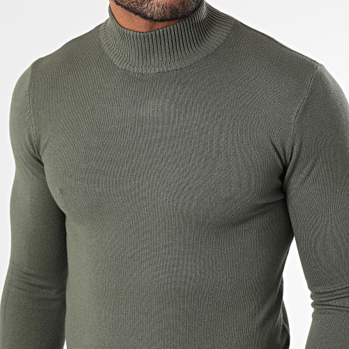 Pull Col Montant Vert Kaki
